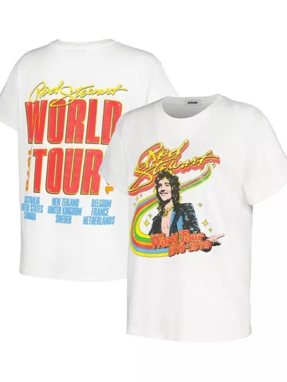 Daydreamer Women's White Rod Stewart 1978/79 World Tour Graphic T-Shirt